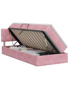 Letto con Contenitore con testiera Rosa 90 x 200 cm Velluto 2
