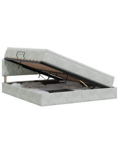 Letto con Contenitore Grigio Chiaro 160 x 200 cm Velluto 2