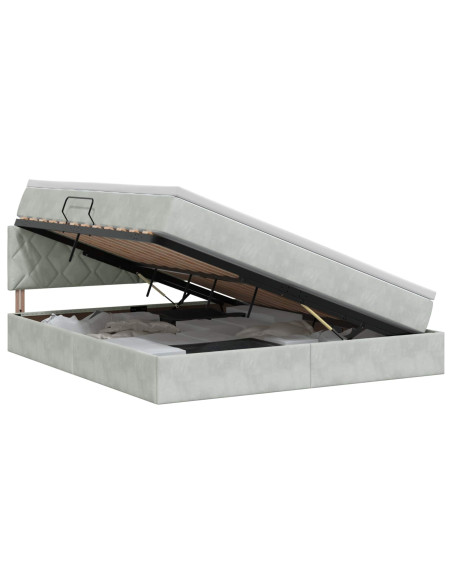 Letto con Contenitore Grigio Chiaro 160 x 200 cm Velluto