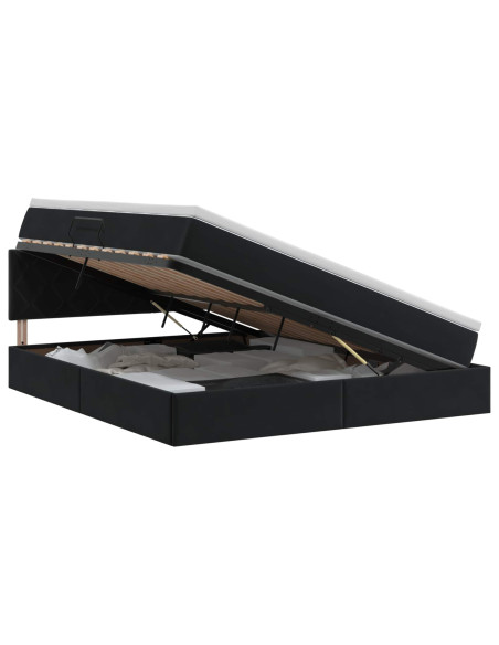 Letto con Contenitore con testiera Nero 160 x 200 cm Velluto
