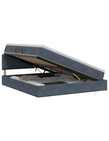Letto con Contenitore Grigio Scuro 180 x 200 cm Velluto