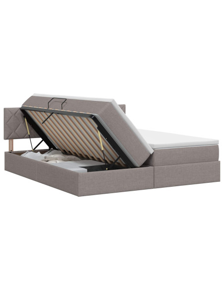 Letto con Contenitore con testiera 2 pz Tortora Pelle Sintetica