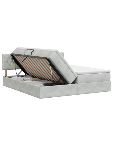 Letto con Contenitore con testiera 2 pz Grigio Chiaro