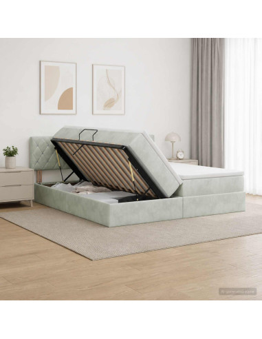 Letto con Contenitore con testiera 2 pz Grigio Chiaro