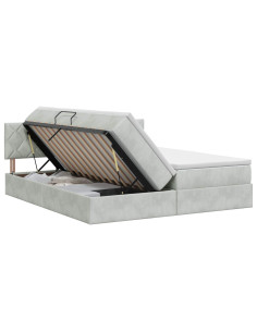 Letto con Contenitore con testiera 2 pz Grigio Chiaro 2