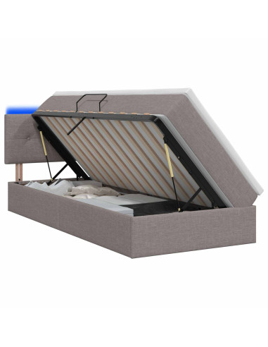 Letto con contenitore LED e materasso Tortora 90 x 200 cm