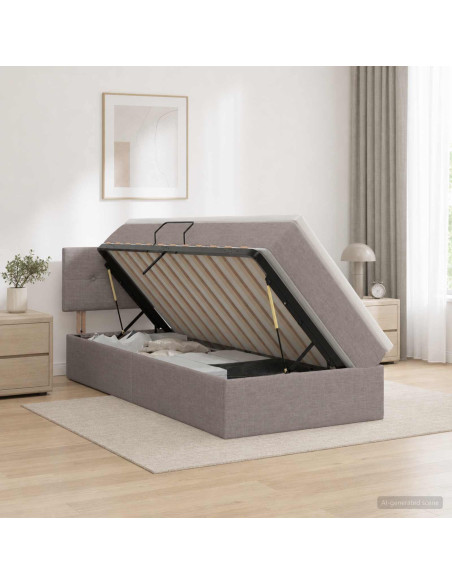 Letto con contenitore LED e materasso Tortora 90 x 200 cm