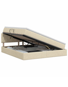 Letto con contenitore e materasso Crema 180 x 200 cm Velluto 2