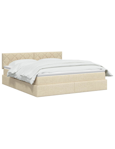 Letto con contenitore e materasso Crema 180 x 200 cm Velluto