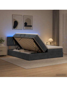 Letto con contenitore LED e materasso Grigio Scuro 200 x 200 cm