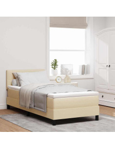 Letto a molle con strisce LED Crema 100 x 200 cm Tessuto