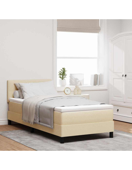 Letto a molle con strisce LED Crema 100 x 200 cm Tessuto
