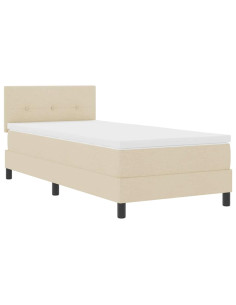 Letto a molle con strisce LED Crema 100 x 200 cm Tessuto 2