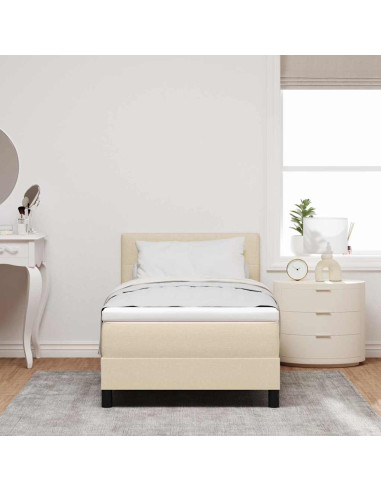 Letto a molle con strisce LED Crema 100 x 200 cm Tessuto