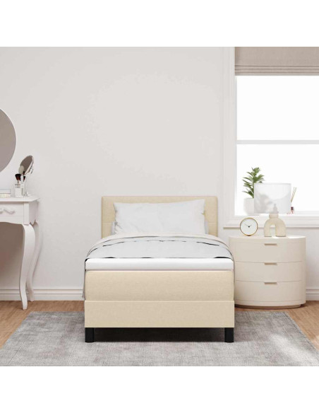 Letto a molle con strisce LED Crema 100 x 200 cm Tessuto