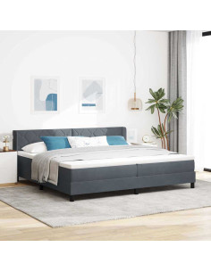 Letto a molle con testiera Grigio scuro 200 x 200 cm Velluto