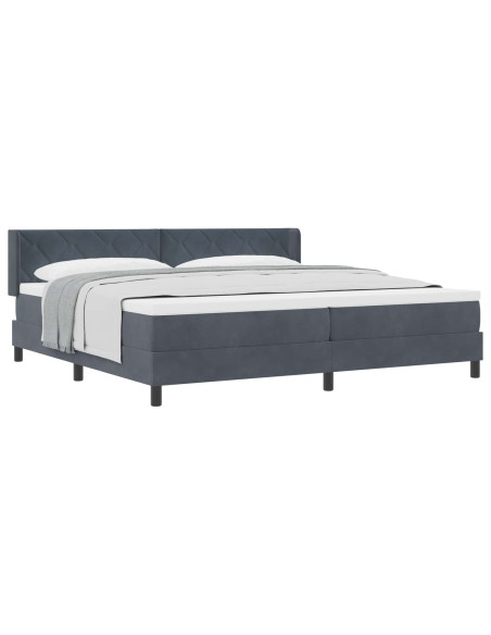 Letto a molle con testiera Grigio scuro 200 x 200 cm Velluto