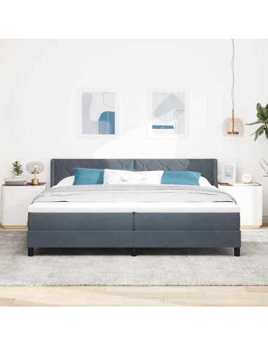 Letto a molle con testiera Grigio scuro 200 x 200 cm Velluto