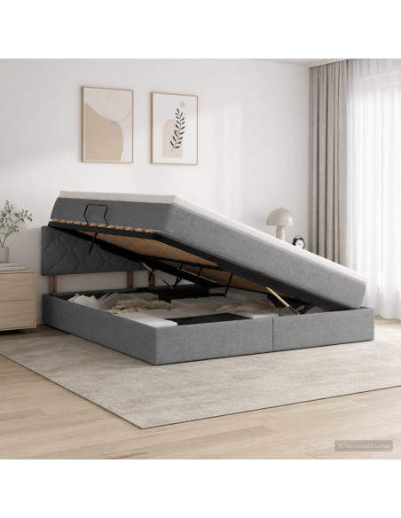 Letto con contenitore e materasso Grigio Scuro 180 x 200 cm
