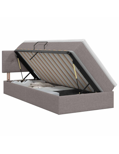 Letto con contenitore e materasso Tortora 90 x 190 cm Velluto