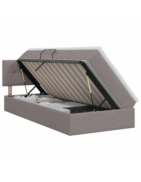 Letto con contenitore e materasso Tortora 90 x 200 cm Velluto