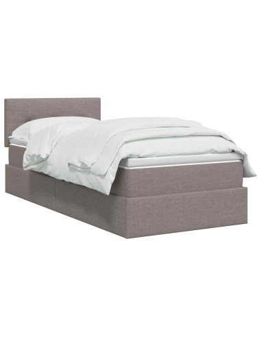 Letto con contenitore e materasso Tortora 90 x 200 cm Velluto