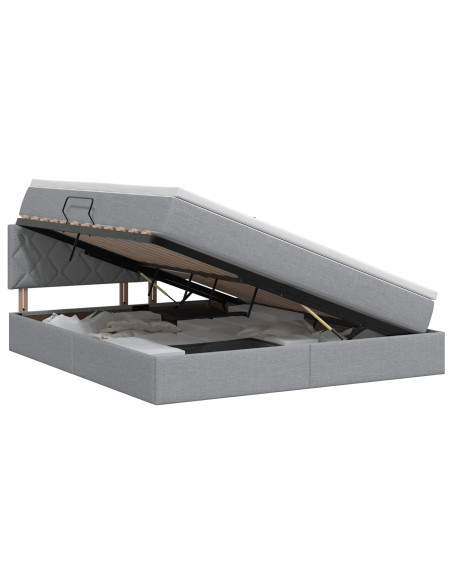 Letto con contenitore e materasso Grigio Chiaro 140 x 190 cm