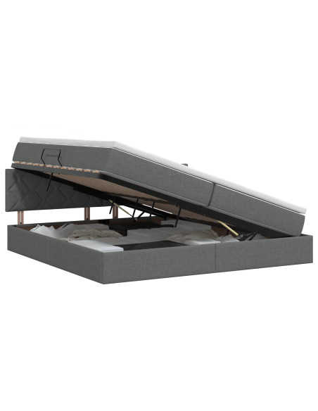 Letto con contenitore e materasso Grigio Scuro 200 x 200 cm