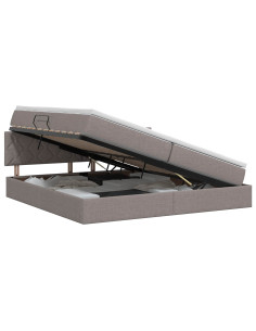 Letto con contenitore e materasso Tortora 200 x 200 cm Velluto 2