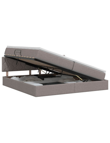 Letto con contenitore e materasso Tortora 200 x 200 cm Velluto