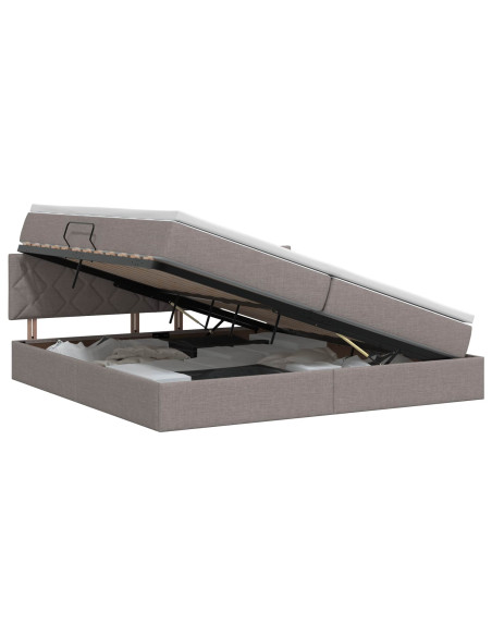 Letto con contenitore e materasso Tortora 200 x 200 cm Velluto
