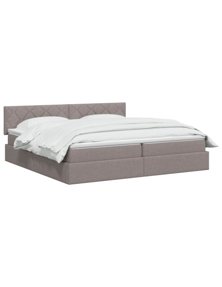 Letto con contenitore e materasso Tortora 200 x 200 cm Velluto