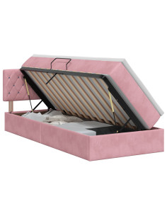 Letto con Contenitore con testiera Rosa 100 x 200 cm Velluto 2