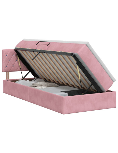 Letto con Contenitore con testiera Rosa 100 x 200 cm Velluto