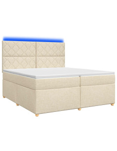 Letto box spring con materasso Crema 200 x 200 cm Tessuto 2