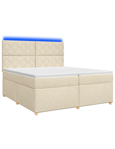 Letto box spring con materasso Crema 200 x 200 cm Tessuto