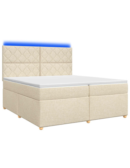 Letto box spring con materasso Crema 200 x 200 cm Tessuto