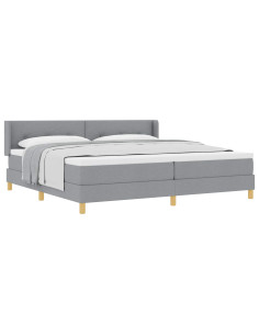 Letto a molle con testiera Grigio chiaro 200 x 200 cm Tessuto 2
