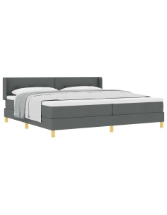 Letto a molle con testiera Grigio scuro 200 x 200 cm Tessuto 2