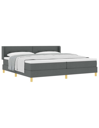 Letto a molle con testiera Grigio scuro 200 x 200 cm Tessuto