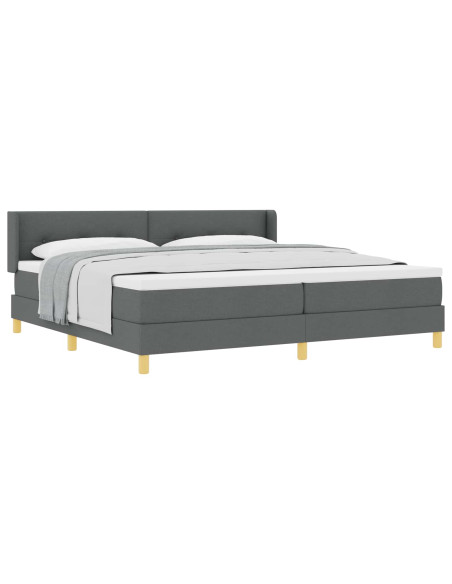 Letto a molle con testiera Grigio scuro 200 x 200 cm Tessuto