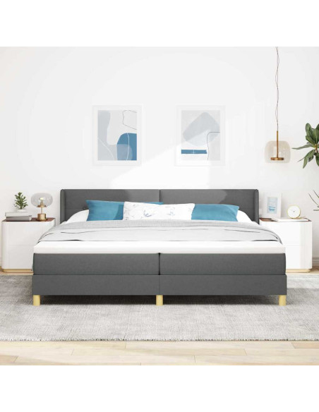 Letto a molle con testiera Grigio scuro 200 x 200 cm Tessuto