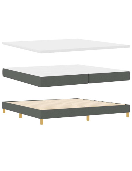 Letto a molle con testiera Grigio scuro 200 x 200 cm Tessuto