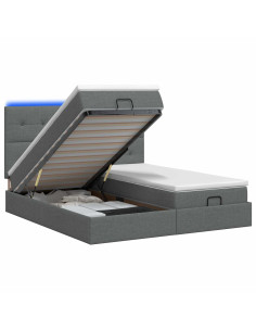 Letto Ottomano con Materasso e LED Grigio Scuro 200 x 200 cm 2