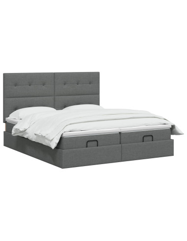 Letto Ottomano con Materasso e LED Grigio Scuro 200 x 200 cm