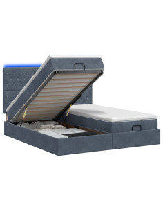 Letto Ottomano con Materasso e LED Grigio Scuro 180 x 200 cm 2