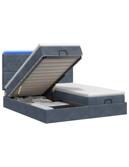 Letto Ottomano con Materasso e LED Grigio Scuro 180 x 200 cm