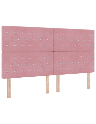 Letto Ottomano con Materasso e LED Rosa 180 x 200 cm Velluto