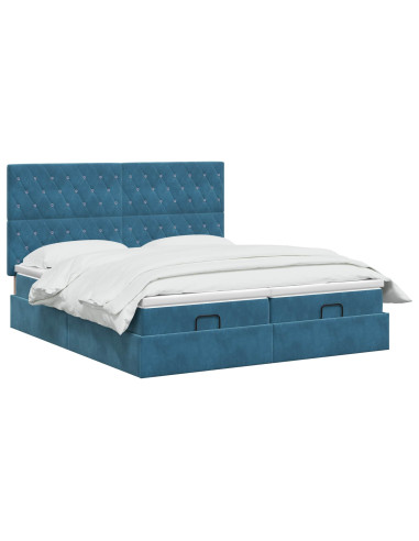 Letto Ottomano con Materasso e LED Blu scuro 200 x 200 cm