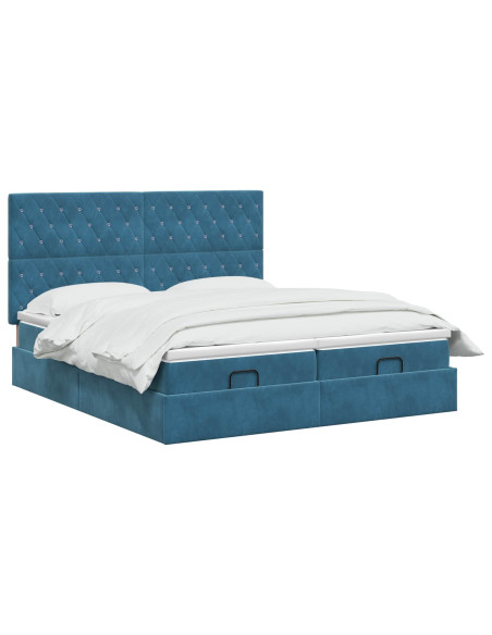 Letto Ottomano con Materasso e LED Blu scuro 200 x 200 cm
